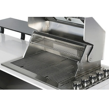 Edelstahl Grill mit Grillrost und Warmhalterost