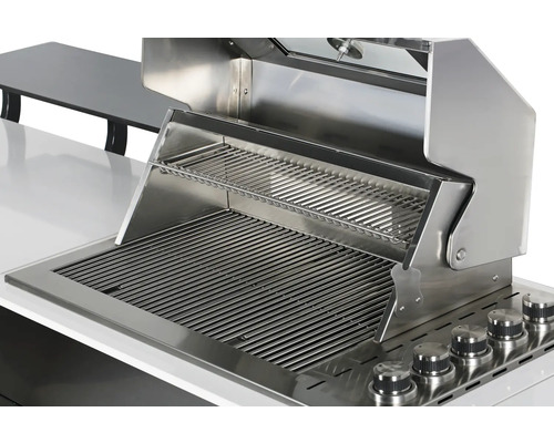 Edelstahl Grill mit Grillrost und Warmhalterost