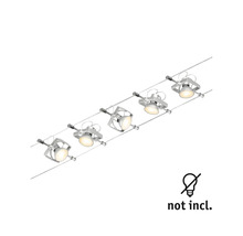 Seil-Lichtsystem mit fünf Strahlern. Leuchtmittel nicht enthalten.