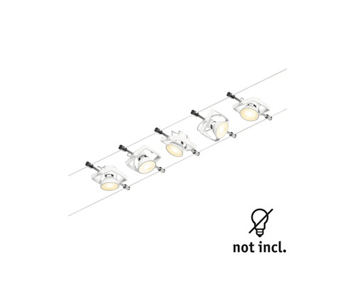Seil-Lichtsystem mit fünf Strahlern, Leuchtmittel nicht enthalten