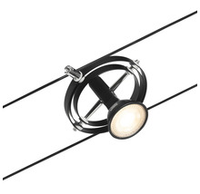 Schienenstrahler mit schwarzem Gehäuse und kreisförmigem Design