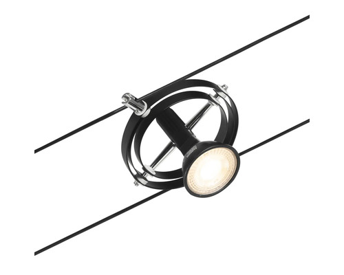 Schienenstrahler mit schwarzem Gehäuse und kreisförmigem Design