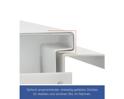 Detailansicht eines stabilen, gefalzten Rahmens