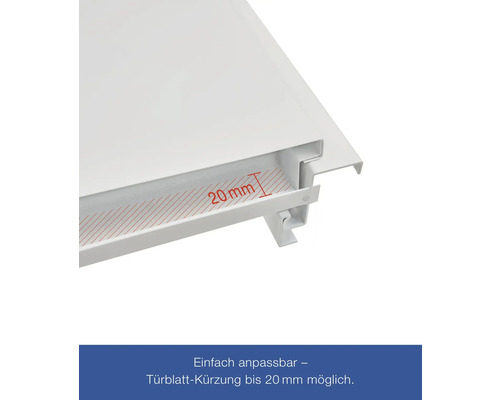 Anpassbare Türblattkürzung bis 20 Millimeter.
