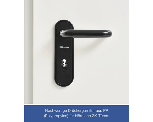 Schwarze Türgarnitur aus Polypropylen für Hörmann ZK-Türen.