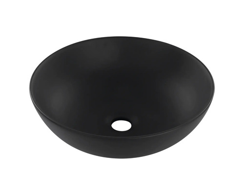 Schwarzes Aufsatzwaschbecken aus Keramik mit runder Form