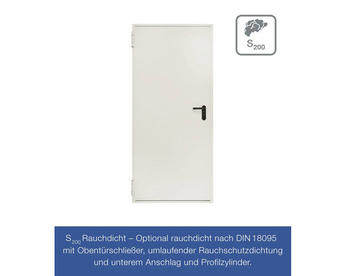 Weiße Tür mit Rauchschutzdichtung und Rauchdichtheit S200 nach DIN 18095