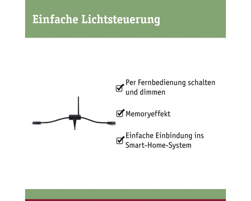 Einfache Lichtsteuerung mit Fernbedienung, Memoryeffekt und Smart-Home-System Integration.