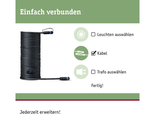 Abbildung eines Kabels mit Verbindungsstücken zur Erweiterung von Aussenbeleuchtungssystemen