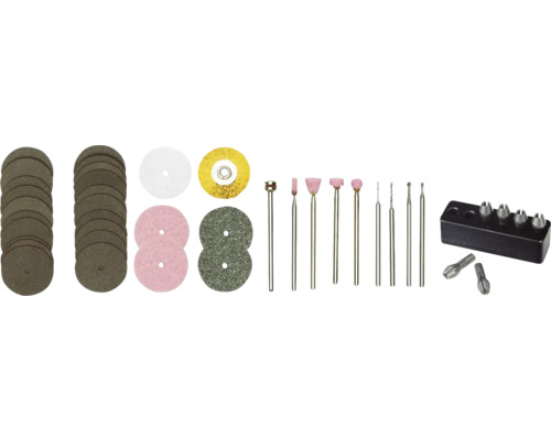 Zubehörset für Multifunktionswerkzeug mit Schleifscheiben, Polierscheiben, Schleifstiften, Bohrern und Spannzangen