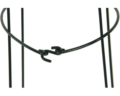 Detail einer Pflanzenstütze aus Metall mit Verschluss