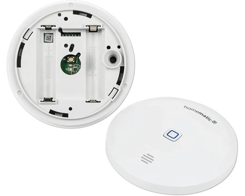Homematic Funk-Rauchmelder mit abgenommener Batterieabdeckung