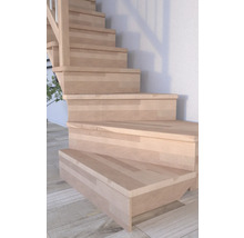 Pertura Wangentreppe Atanas Buche Leimholz mit Setzstufen Seitenwange unbehandelt Buche 1/4-gewendelt unten rechts 100 cm 13 Stufen / 14 Steigungen Stabgeländer