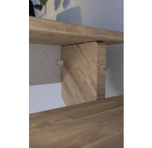 Pertura Wangentreppe Atanas Eiche ohne Setzstufen Seitenwange unbehandelt Eiche 1/4-gewendelt unten rechts 80 cm 13 Stufen / 14 Steigungen Stabgeländer
