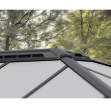 Detailaufnahme der Dachkonstruktion eines Gartenpavillons