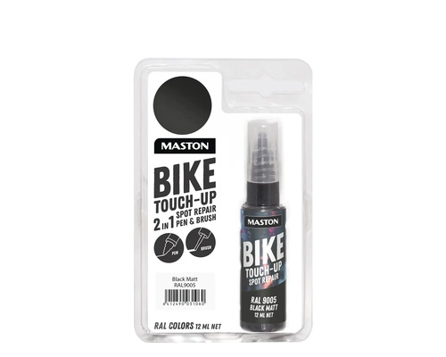 Maston Fahrrad Ausbesserungsstift mit Pinsel, Schwarz Matt, RAL 9005