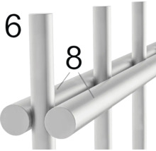 Detailansicht eines Handtuchhalters aus Metall mit Stangen