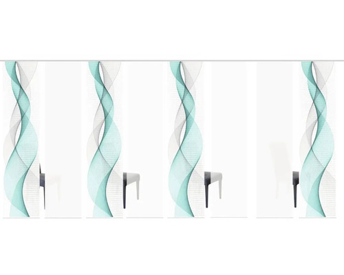 Dekoschals mit grafischem Muster vor Fenstern