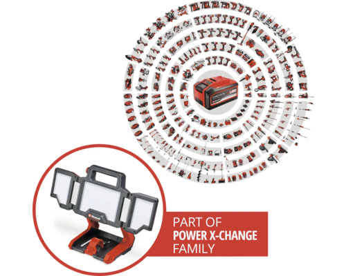 Einhell Power X-Change Familie mit Akku und Akku-Lampe