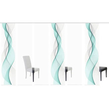 Schiebegardine Digitaldruck Opalia weiß türkis 6er-Set 60x245 cm