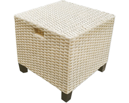 Geflochtener Hocker mit Griffmulden und Füßen