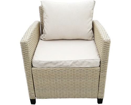 Rattansessel mit Sitzkissen und Rückenkissen für den Außenbereich