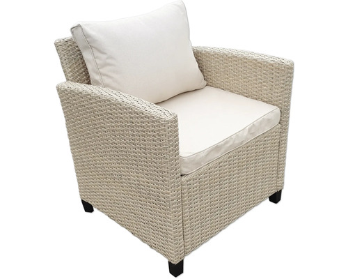 Rattansessel mit Sitz- und Rückenkissen für den Garten