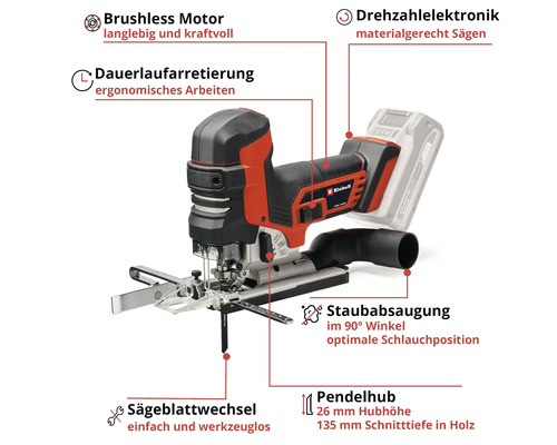 Einhell Akku-Pendelhub-Stichsäge mit bürstenlosem Motor und Staubabsaugung