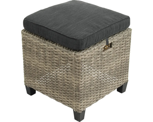 Geflochtener Hocker mit Kissen für den Außenbereich