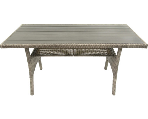 Gartentisch mit Tischplatte aus Kunststoff und Rattangestell