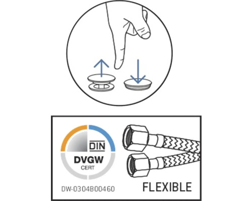 Schema für die Installation von flexiblen Schläuchen mit DVGW-Zertifizierung