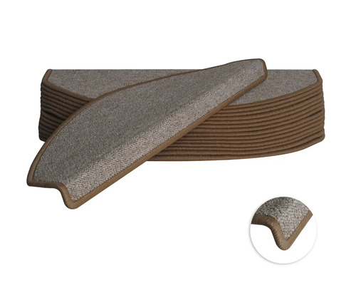 Stufenmatten-Set Camp halbrund beige 23,5x65x4,5 cm 15-teilig Stufenmatten aus textilem Material im Stapel