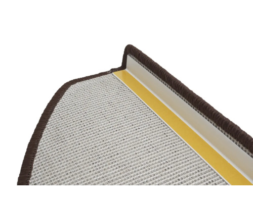 Stufenteppich mit Klebestreifen und brauner Umrandung