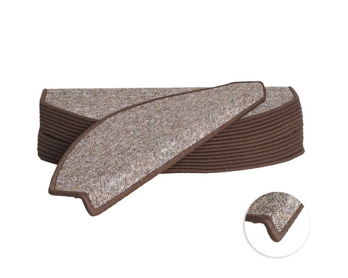 Stufenmatten-Set Camp halbrund braun 23,5x65x4,5 cm 15-teilig Stufenmatten-Set für Treppen