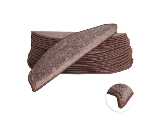 Stufenmatten-Set Carousel halbrund braun 16,5x56x3,5 cm 15-teilig Stufenmatten-Set für Treppen
