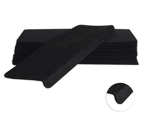 Stufenmatten-Set Dynasty rechteckig schwarz 23,5x65x4,5 cm 15-teilig Stufenmatten aus Textil im Stapel