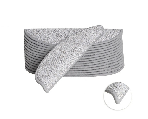 Stufenmatten-Set Massiv halbrund grau 16,5x56x3,5 cm 15-teilig Stufenmatten-Set für Treppen