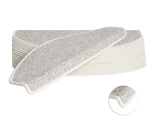 Stufenmatten-Set Mistral halbrund beige 23,5x65x4,5 cm 15-teilig Stufenteppich-Set mit textilem Obermaterial und abgerundeter Form