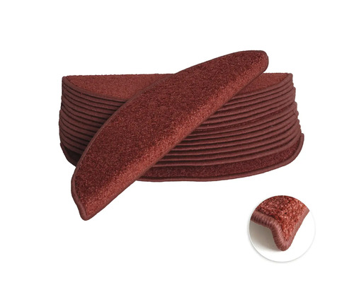 Stufenmatten-Set Mount Twist halbrund rot 16,5x56x3,5 cm 15-teilig Stapel Treppenmatten aus Teppich