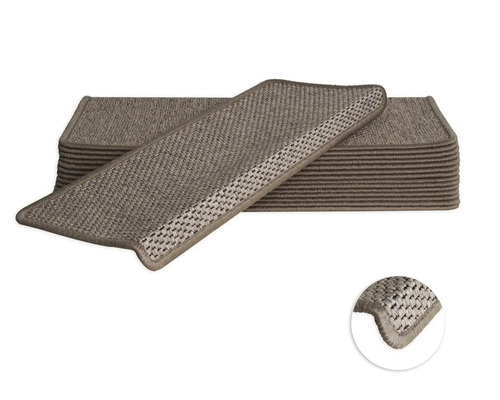 Stufenmatten-Set Natura rechteckig beige 23,5x65x4,5 cm 15-teilig Treppenmatte aus Sisal im Stapel