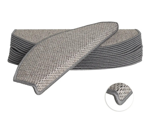 Stufenmatten-Set Natura halbrund grau 23,5x65x4,5 cm 15-teilig Stufenmatten aus Sisal im Stapel