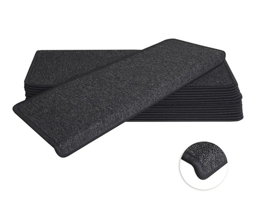 Stufenmatten-Set Rambo rechteckig anthrazit 23,5x65x4,5 cm 15-teilig Stufenmatten aus Textil im Stapel mit Detailansicht