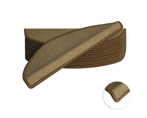 Stufenmatten-Set Sisal halbrund natur dunkel 16,5x56x3,5 cm 15-teilig Treppenstufenmatten zum Schutz und zur Verschönerung von Treppen