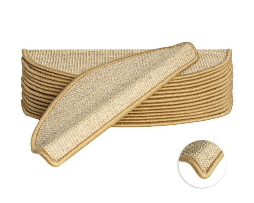 Stufenmatten-Set Sisal halbrund natur hell 16,5x56x3,5 cm 15-teilig Treppenstufenmatten aus Sisal im Stapel