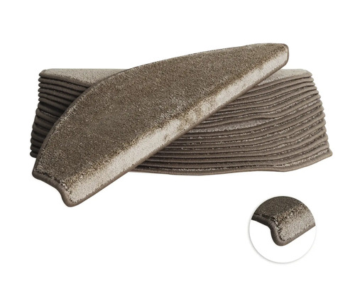 Stufenmatten-Set Sweet halbrund beige 23,5x65x4,5 cm 15-teilig Stufenteppich-Set für Treppen