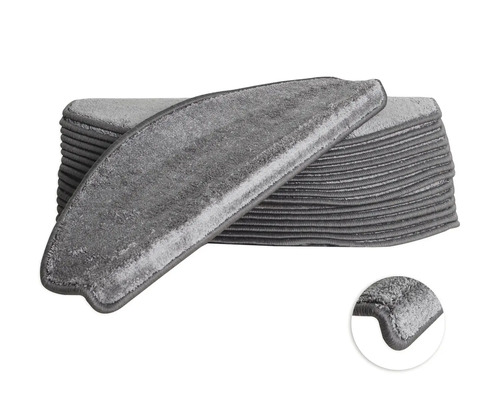 Stufenmatten-Set Sweet halbrund grau 23,5x65x4,5 cm 15-teilig Stufenmattenstapel für Treppen