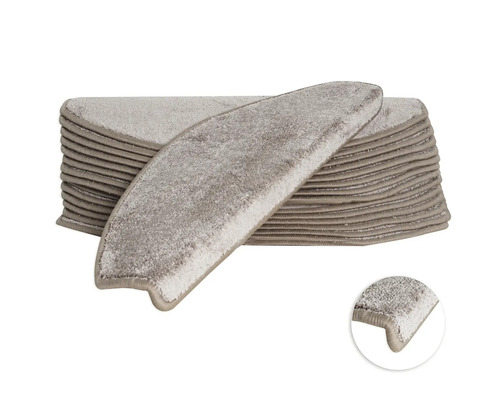 Stufenmatten-Set Sweet halbrund taupe 23,5x65x4,5 cm 15-teilig Stufenmatten aus Textil im Stapel