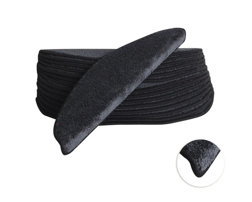 Stufenmatten-Set Sweet halbrund anthrazit 16,5x56x3,5 cm 15-teilig Stapel schwarzer Treppenmatten aus Textil