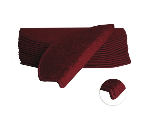 Stufenmatten-Set Ult Twist halbrund rot 23,5x65x4,5 cm 15-teilig Stapel halbrunder Fußmatten