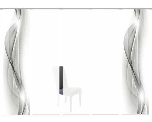 Schiebegardine mit abstraktem Muster und Gardinenschiene